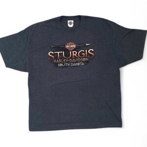 Harley Davidson gray graphic sturgis vintage y2k short sleeve shirt